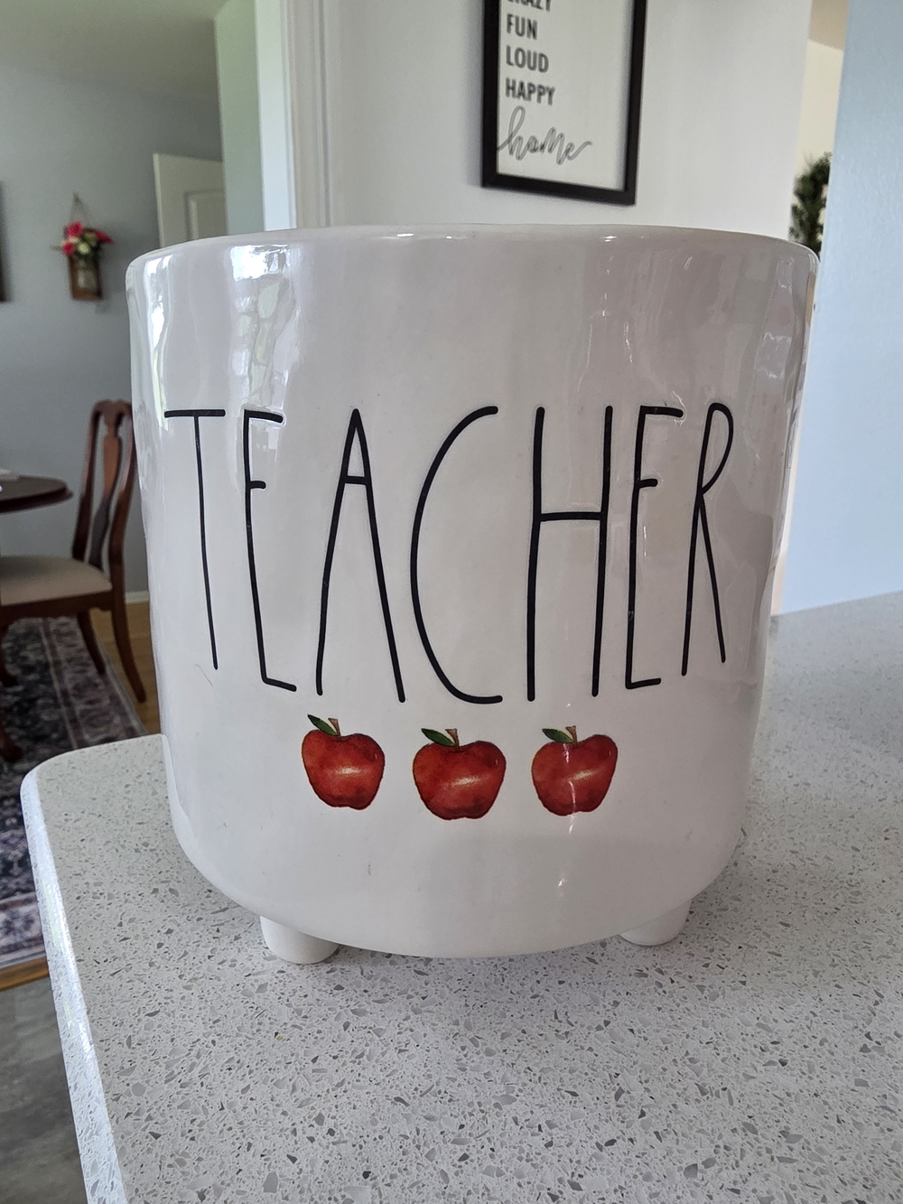 RAE DUNN Teacher Ceramic Planter with Apple Motif